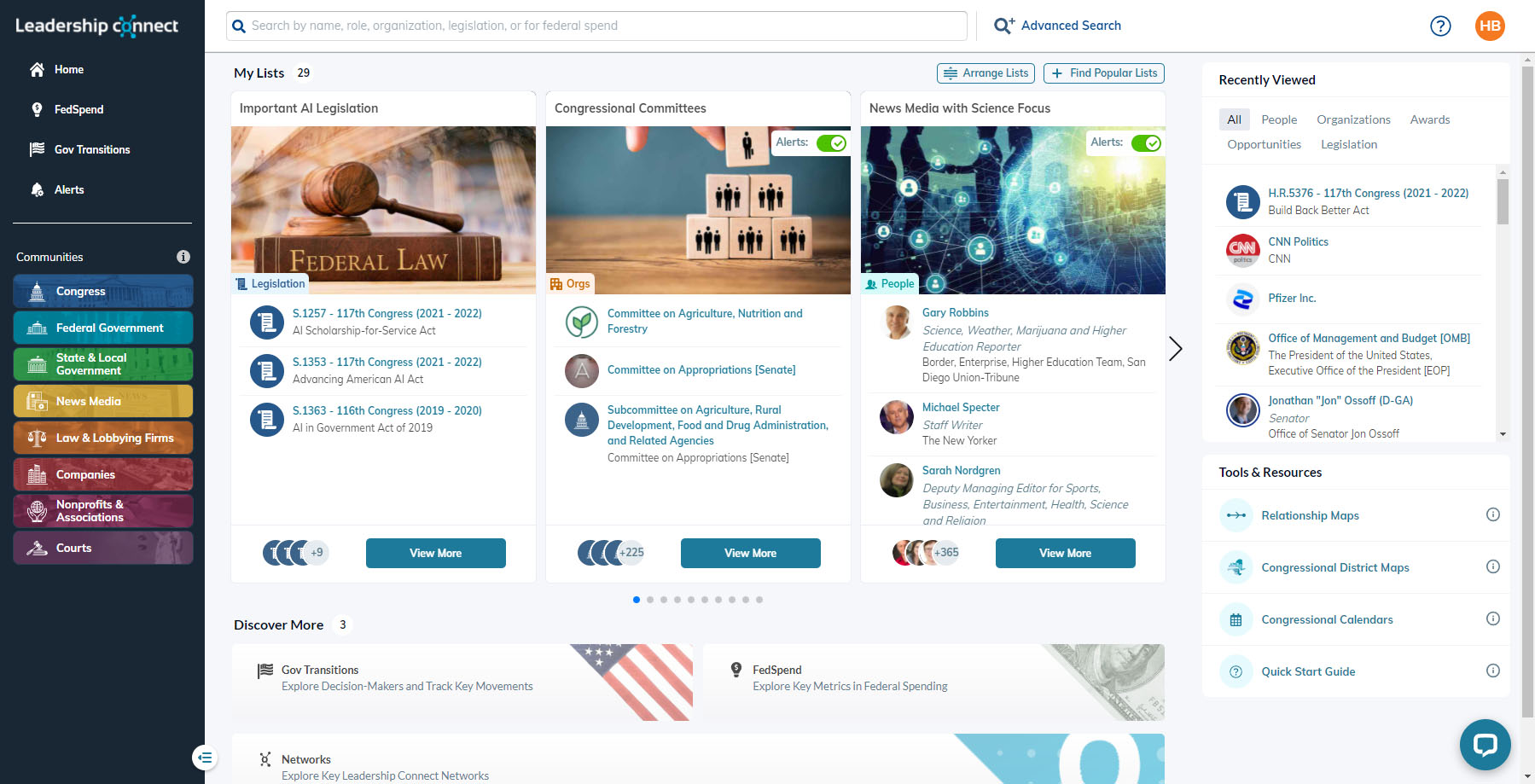 screenshot of Leadership Connect
